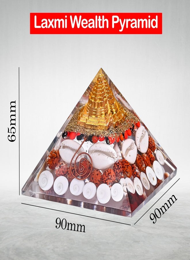 HindCraft Shree Yantra Pyramid (90mm) - Original Gomti Chakra & Laxmi Pyramid | Vastu Item for Home, Positive Energy, Wealth & Good Luck | Diwali Gift, Spiritual Decor for Housewarming & Office - Image 3